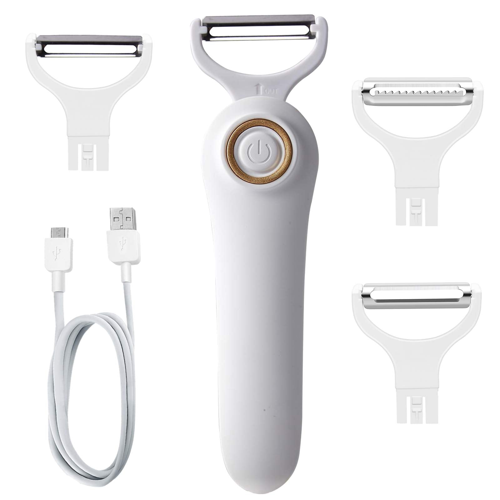 Electric Potato Peeler Handheld Electric Vegetables and Fruit Peeler 3-in-1 Pro Set USB Rechargeable Kitchen Gadgets for Apples Potato Carrots Cucumber